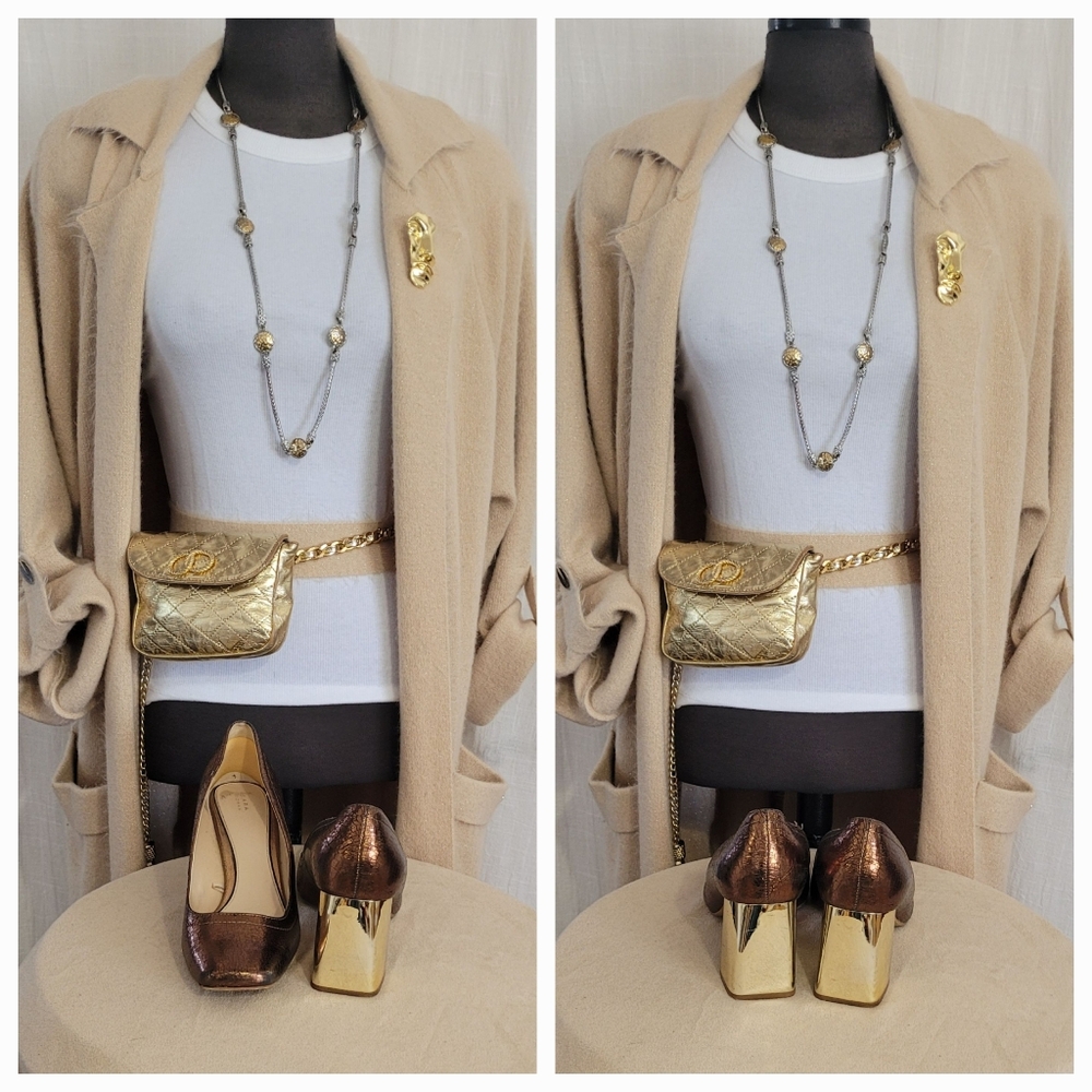 Bronze Block Heel Pumps / 39